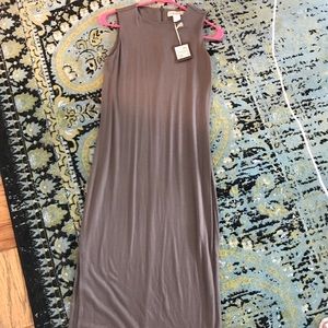 Fitted neutral midi dress